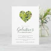 Exquisite Green Floral Heart Galentine's Day 招待状 (スタンド正面)
