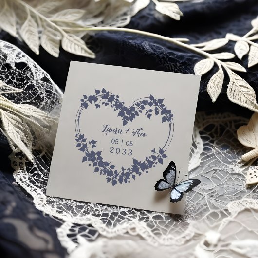 Exquisite Heart of Leaves & Wild Branches Wedding ラバースタンプ