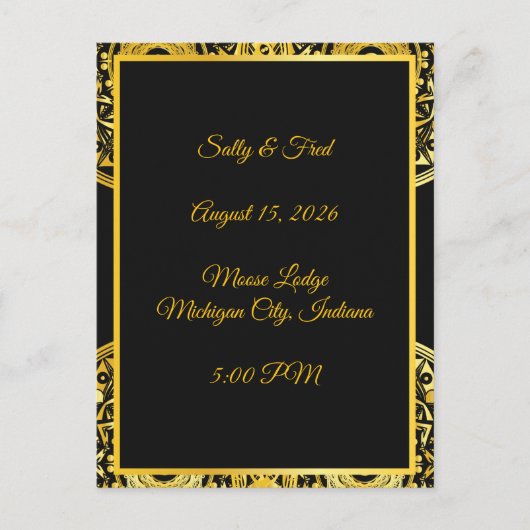 Exquisite High Resolution, Black And Gold Wedding ポストカード (正面)