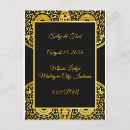 Exquisite High Resolution, Black And Gold Wedding ポストカード