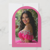 Exquisite Hot Pink Spanish Quinces Floral Border 招待状 (裏面)