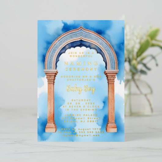 Exquisite Indian Architecture Arch Naming Ceremony 箔招待状 (立ち正面)