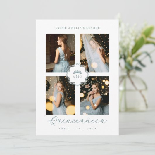 Exquisite Intricate Ornate Floral Princess Tiara 招待状 (スタンド正面)