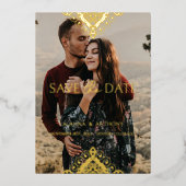 Exquisite Luxury Ornamental Baroque Decorative  箔招待状 (正面)