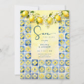 Exquisite Mediterranean Tiles Floral Lemons Photo セーブザデート (正面)