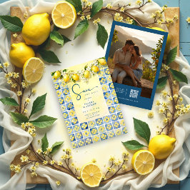 Exquisite Mediterranean Tiles Floral Lemons Photo セーブザデート