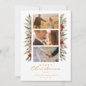 Exquisite Minimal Christmas Garland 3 Photos Frame シーズンカード (正面)