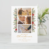 Exquisite Minimal Christmas Garland 3 Photos Frame シーズンカード (スタンド正面)