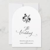 Exquisite Minimalist Black and White Wildflowers 招待状 (正面)