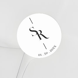 Exquisite Minimalist Black & White Initials ラウンドシール