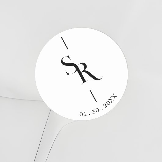 Exquisite Minimalist Black & White Initials ラウンドシール