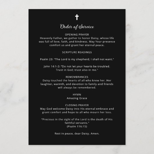 Exquisite Minimalist Floral Black & White Floral プログラム (裏面)