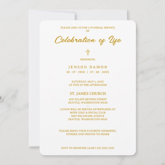 Exquisite Minimalist White Gold Gradient Photo 招待状 (裏面)