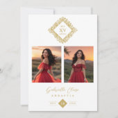 Exquisite Modern Floral Diamond Shape Mis XV Años 招待状 (正面)