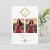 Exquisite Modern Floral Diamond Shape Mis XV Años 招待状 (スタンド正面)