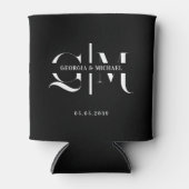 Exquisite Monogram Minimalist Black Wedding Favor 缶クーラー (正面)