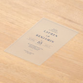 Exquisite Navy Calligraphy Wedding Invitation アクリル招待状 (レイダウン)