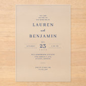 Exquisite Navy Calligraphy Wedding Invitation アクリル招待状 (正面)