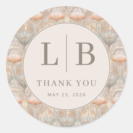 Exquisite Pastel Floral Pattern ラウンドシール (正面)