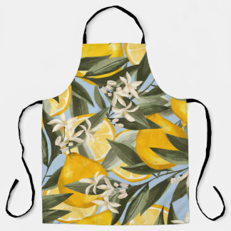 Exquisite pattern with yellow bergamot fruits, cit エプロン