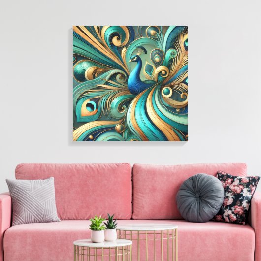 Exquisite Peacock Design Canvas Art キャンバスプリント (インサイチュ (リビング))