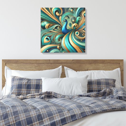 Exquisite Peacock Design Canvas Art キャンバスプリント (インサイチュ (寝室))