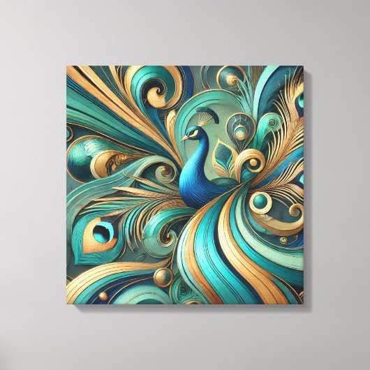 Exquisite Peacock Design Canvas Art キャンバスプリント (正面)