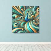 Exquisite Peacock Design Canvas Art キャンバスプリント (インサイチュ (ウッドフロア))
