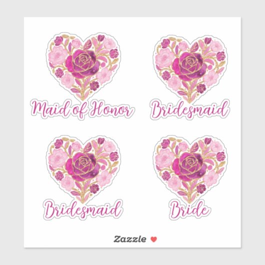 Exquisite Pink Floral Heart Bridal シール (シート)