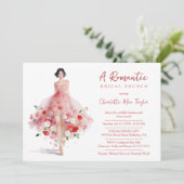 Exquisite Pink Floral Tulle Model Bridal Shower 招待状 (スタンド正面)