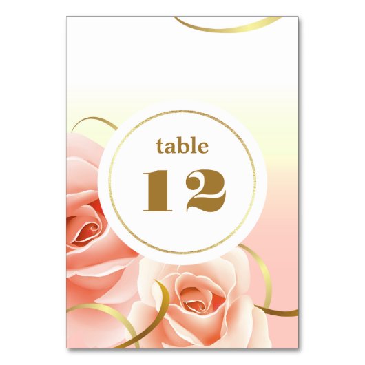 Exquisite Pink Roses Table Number Cards テーブルナンバー (正面)