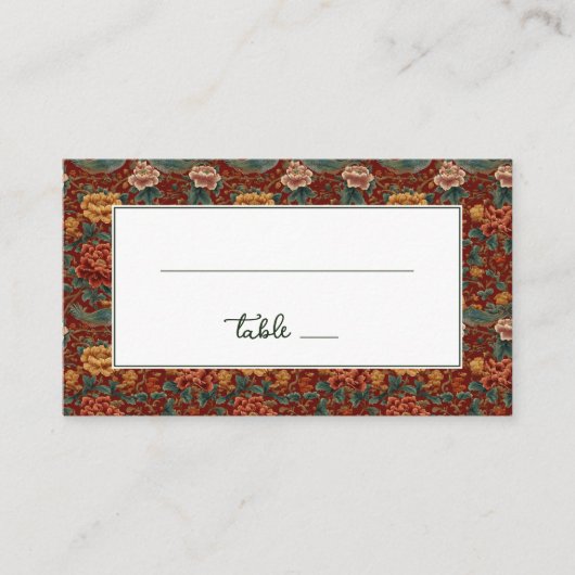 Exquisite Red Floral Border プレイスカード (正面)