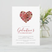 Exquisite Red Floral Heart Galentine's Day Party 招待状 (スタンド正面)