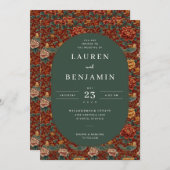 Exquisite Red Floral Pattern 招待状 (正面/裏面)