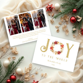 Exquisite Red Tones and Faux Gold Christmas Wreath シーズンカード