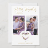 Exquisite Romantic Purple Shades Floral Heart 招待状 (正面)