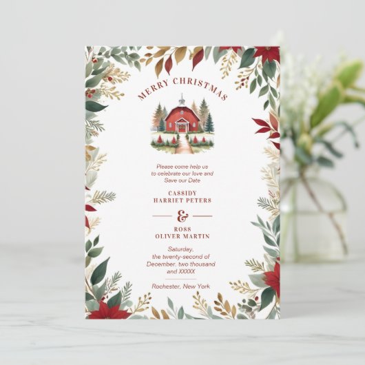 Exquisite Rustic Barn Farmhouse Fall Floral Frame セーブザデート (スタンド正面)