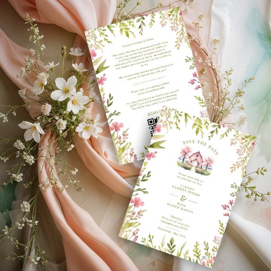 Exquisite Rustic Church Country Spring Frame セーブザデート