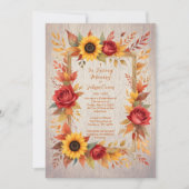 Exquisite Rustic Wood Botanical Frame Funeral 招待状 (正面)