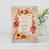 Exquisite Rustic Wood Botanical Frame Funeral 招待状 (スタンド正面)