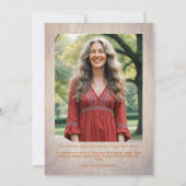 Exquisite Rustic Wood Botanical Frame Funeral 招待状 (裏面)