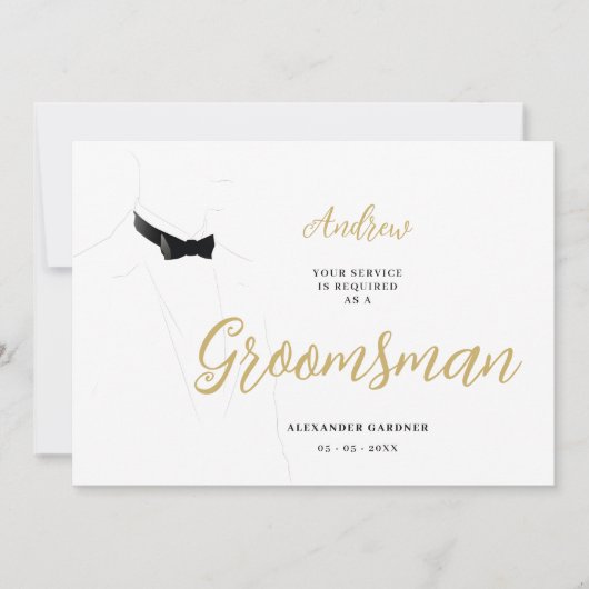 Exquisite Sophisticated Gentleman Groosman Wedding 招待状 (正面)