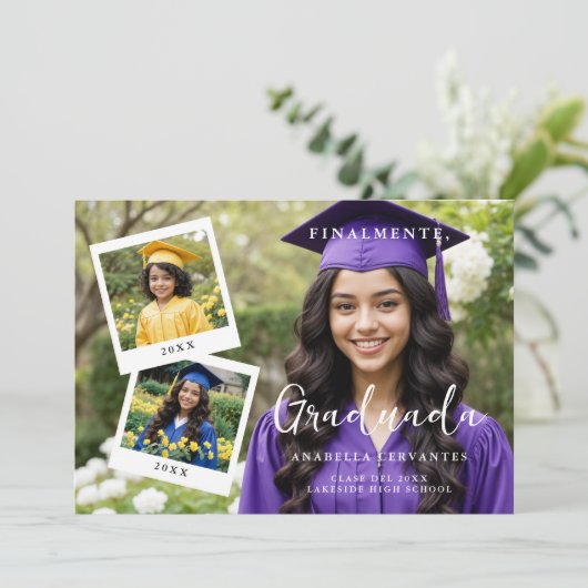 Exquisite Spanish Script Collage 4 Photos Timeline 招待状 (スタンド正面)