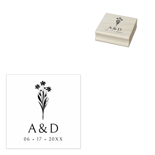 Exquisite Stylish Chic Wedding Bunch Initials ラバースタンプ (押印)
