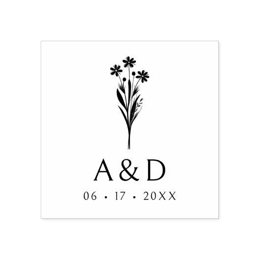 Exquisite Stylish Chic Wedding Bunch Initials ラバースタンプ (インプリント)