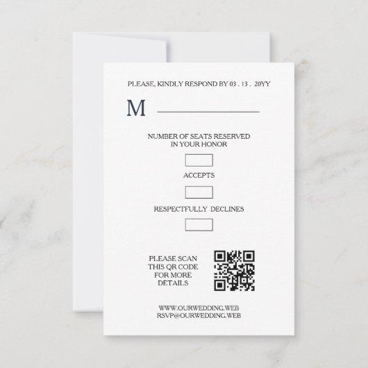 Exquisite Stylish Golden Abstract Geometric Shape 出欠カード (裏面)