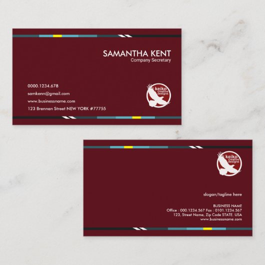 exquisite Tabs Maroon Company総務部長 名刺 (正面/裏面)