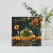 Exquisite Thanksgiving Amber Glass Pumpkin Autumn シーズンカード (スタンド正面)