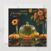 Exquisite Thanksgiving Amber Glass Pumpkin Autumn シーズンカード (正面)