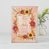 Exquisite Twins Botanical Frame Spanish Photo XVs 招待状 (スタンド正面)